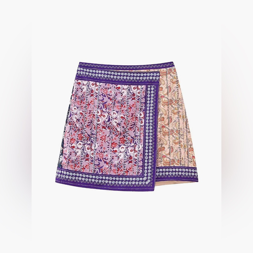 Asymmetric Floral Printed Mini Skirt CC10 size S - Picture 3 of 5